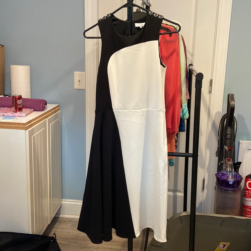 Parker black/white dress XS